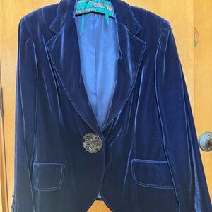 Anne Klein Deep Blue Velvet Blazer